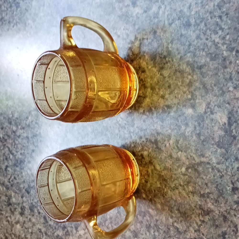 Bar 2 Beer Barrel Short Glasses  Amber